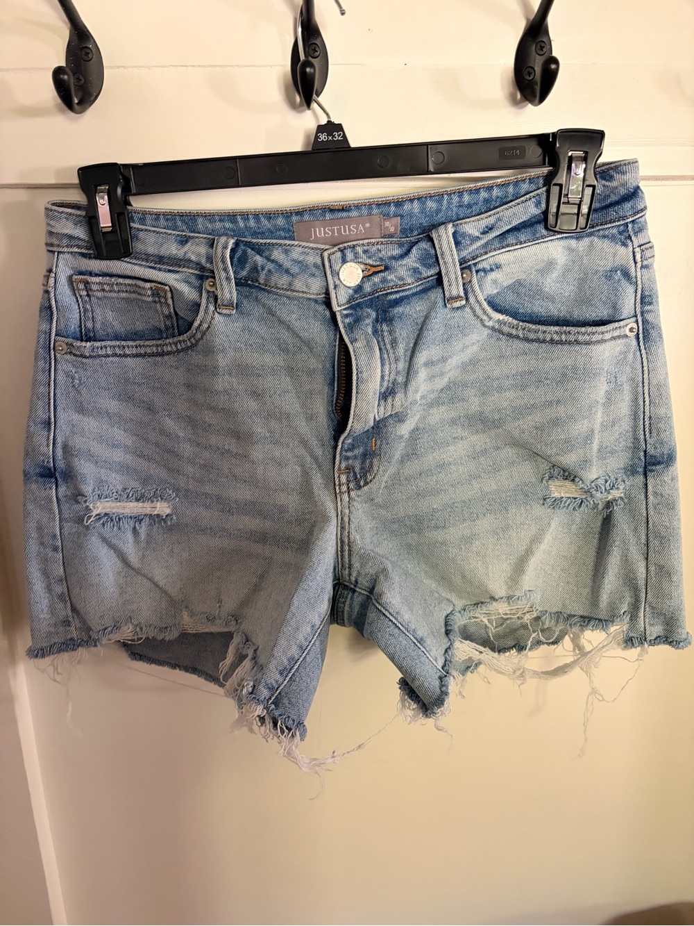 Just USA Light Blue Distressed Denim Cutoff Shorts